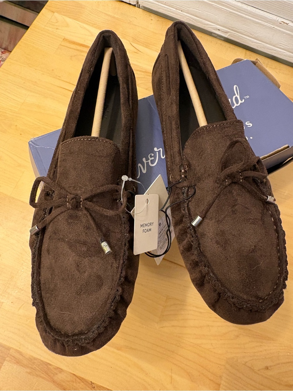 Universal Thread Dark Brown Suede Moccasin Loafers with Tie Detail - Picture 3 of 10